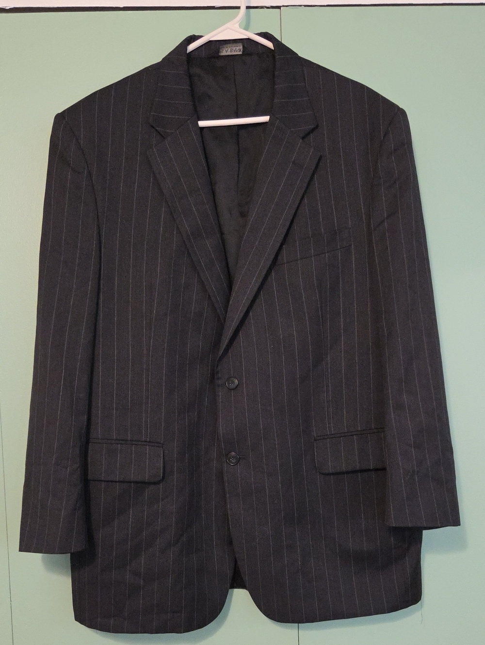 Jos. A. Bank 100% Wool Black Pinestripe Suit Blazer Size 44r